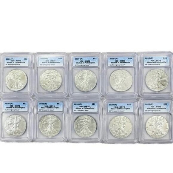 US MINT Other - 2020 (P) SILVER EAGLE ICG MS70 EMERGENCY ISSUE (1 COIN) PHILADELPHIA MINT